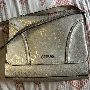 Y2K Guess Metallic Monogram Crossbody Bag with Detachable Straps